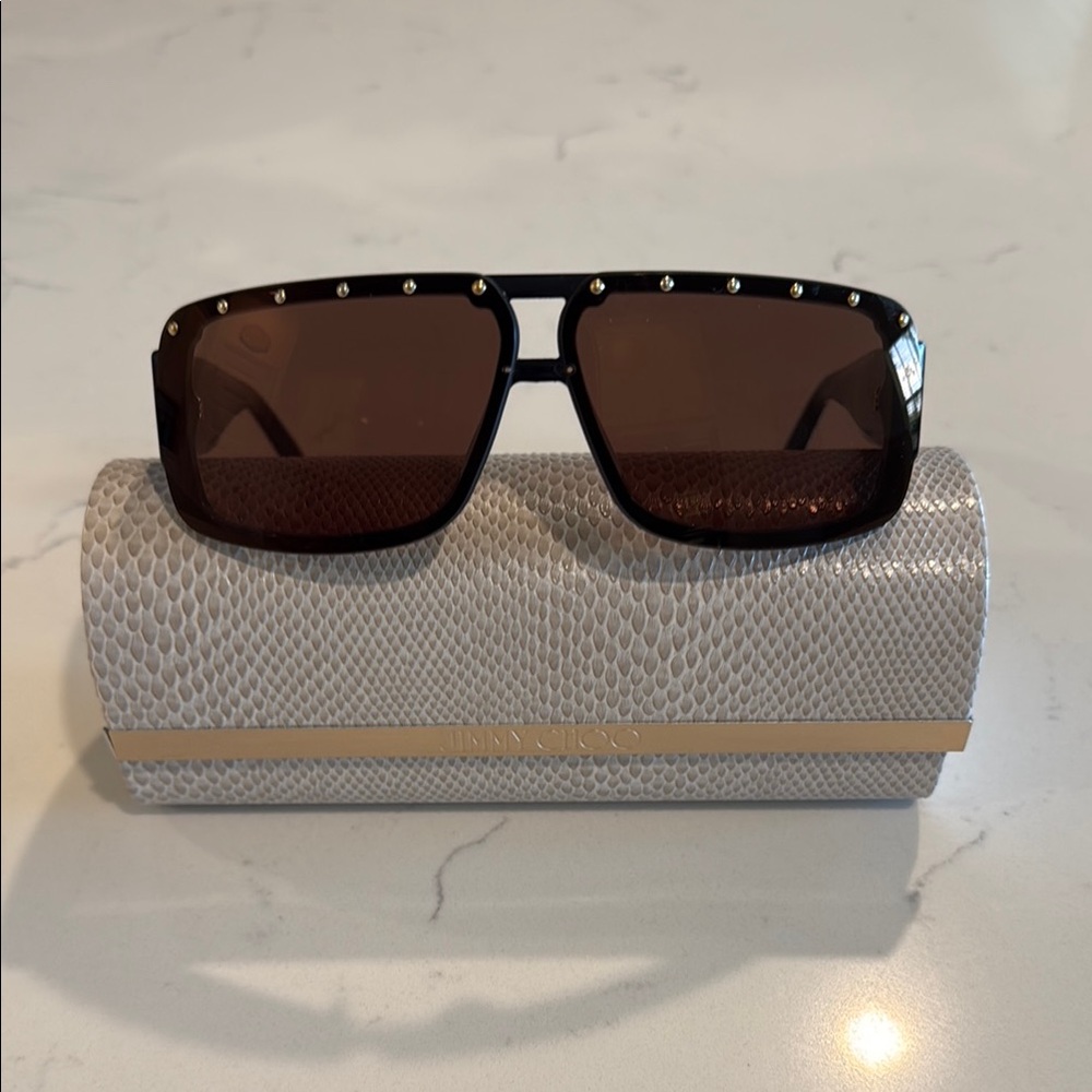 Jimmy Choo Leopard Print Sunglasses with Case